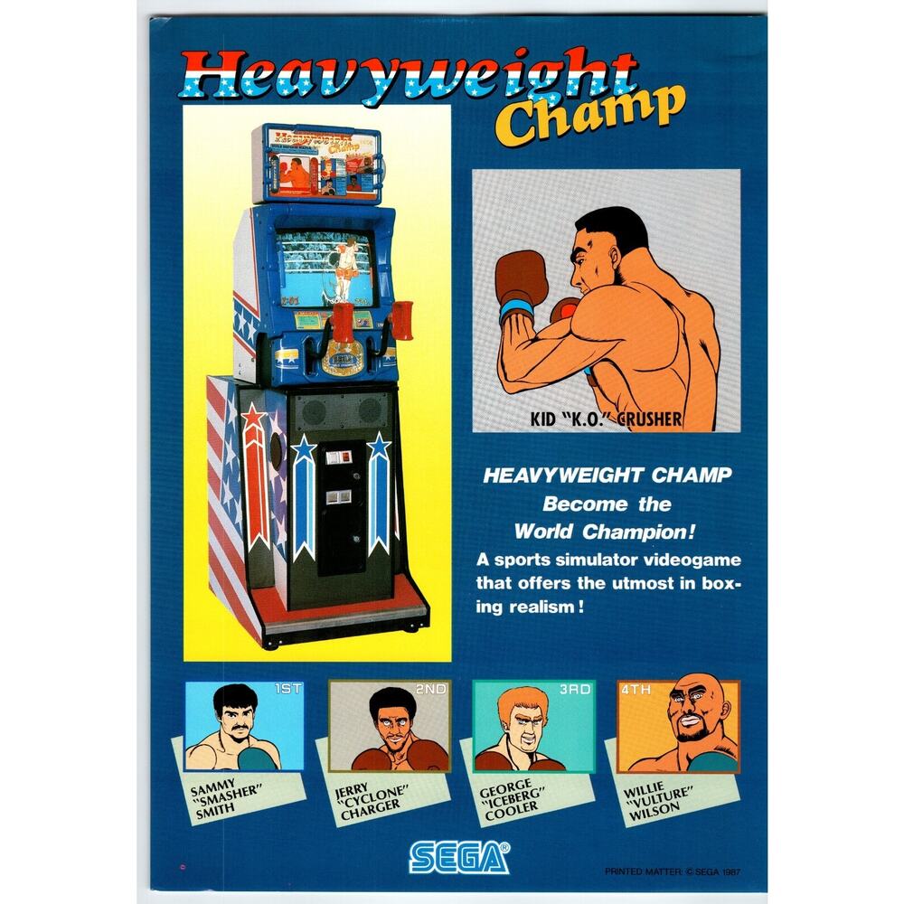 Heavyweight Champ Boxing Video Arcade Game FLYER 1987 Original Art 8.25" x 11.5"